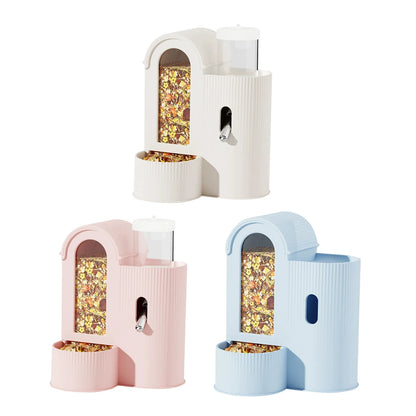 2-in-1 Automatic Food Bowl with Water Bottle Hamster Feeder And Waterer Small Animal Feeder for Hamster Guinea Pig Rat Cage Home