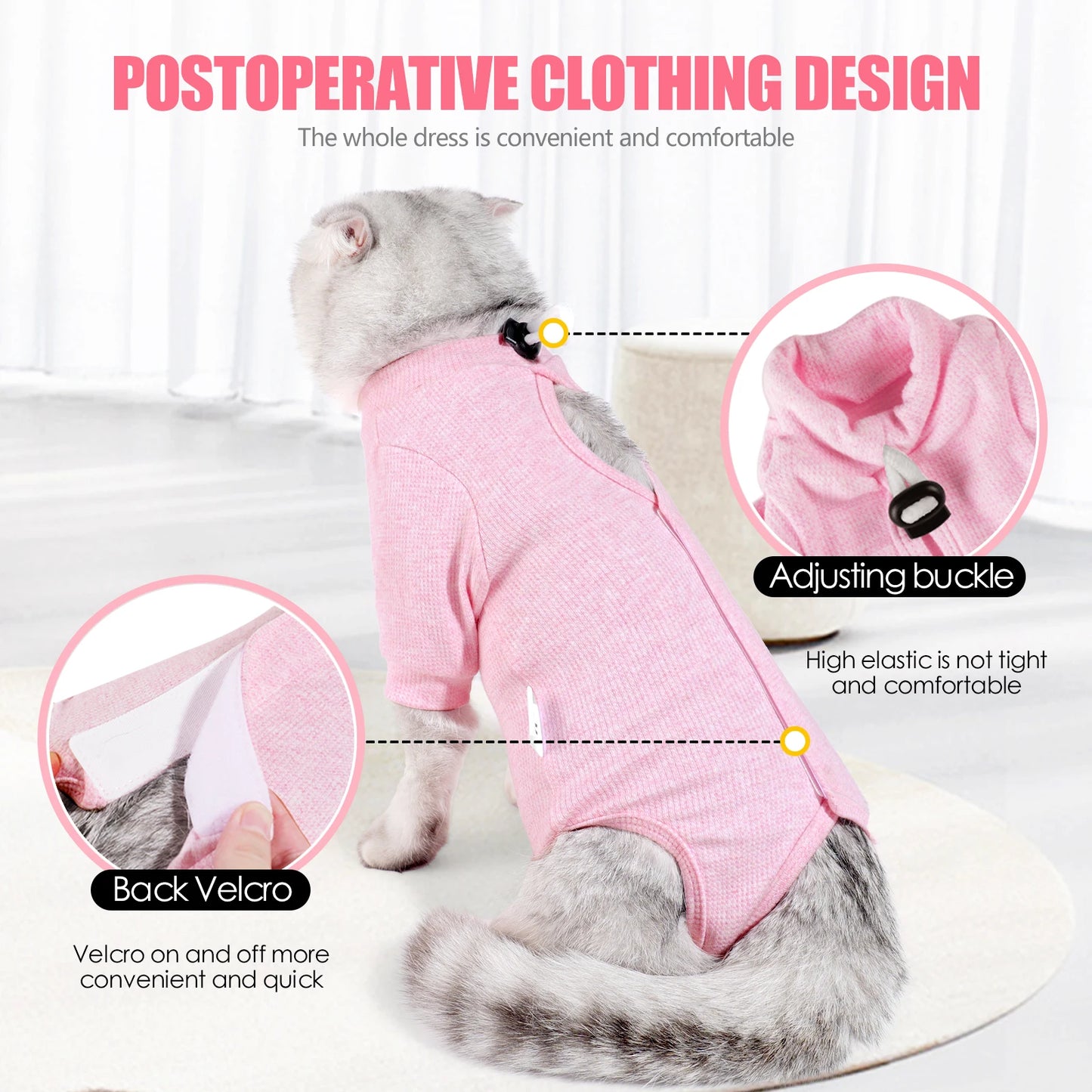 Cat Recovery Suit for Abdominal Wounds/Skin Diseases, Cat Onesie for Cats After Surgery,Breathable E-Collar Alternative for Cats