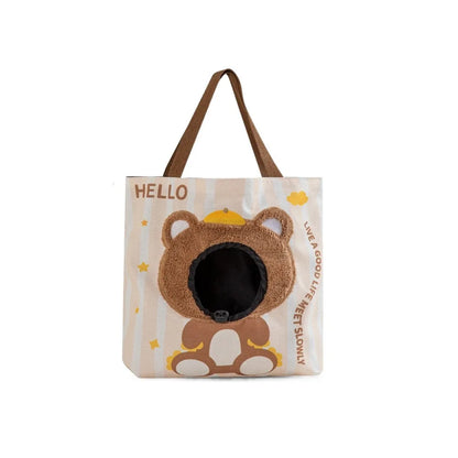 Lightweight Breathable Cat Carrier Bag Cartoon Portable Cat Shoulder Bag Canvas with Hole Pet Sling Bag Daily Use