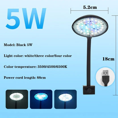 USB Aquarium Light 5W 7W LED Waterproof Fish Tank Lighting Underwater Fish Lamp Aquariums Decor Plant Lamp Mini Fish Tank Light