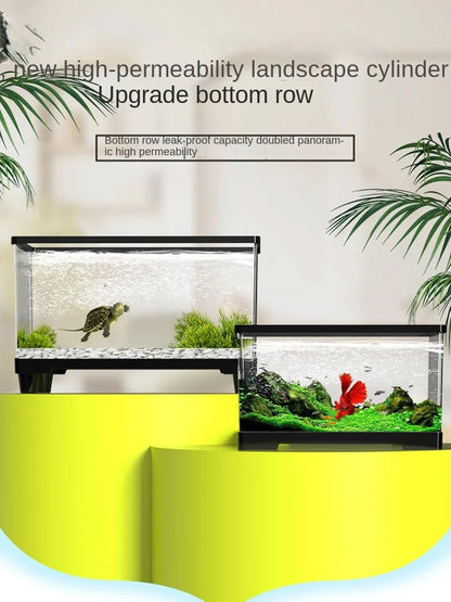 Fish Tank Ecologic Aquarium Turtle Tank Lighting Filter Amphibians Open Breeding Box Bottom Drainage Watertank Ecosystem