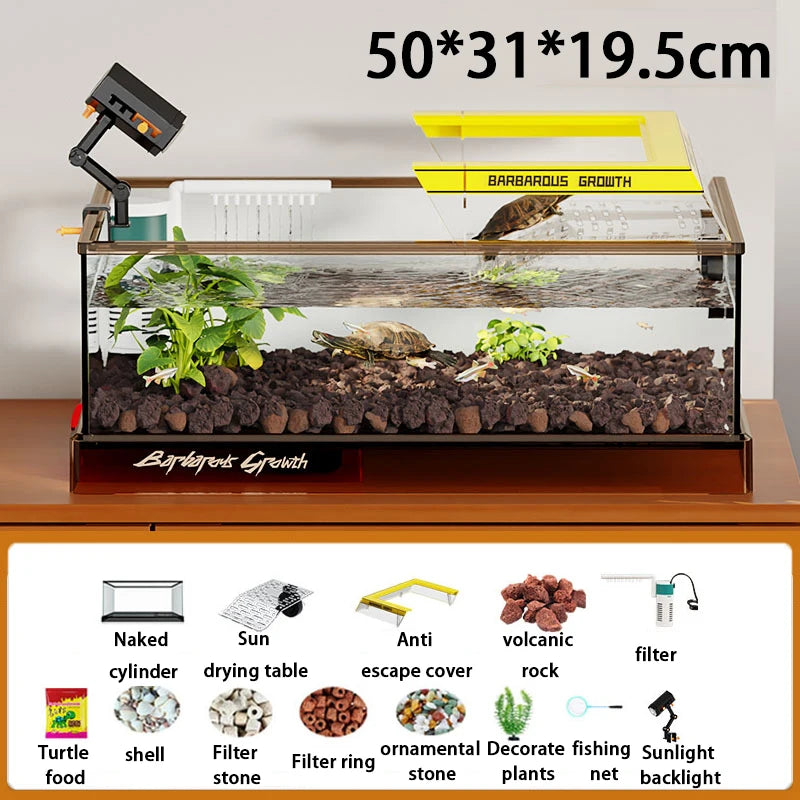 Aquarium Terrariums Large Ecological Tank Desktop Decoration Turtle Fish Tank Household Transparent Glass Reptile Breeding Case