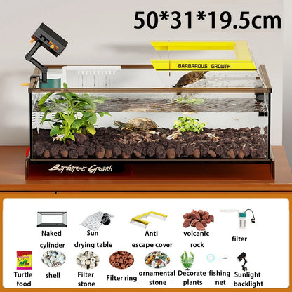 Aquarium Terrariums Large Ecological Tank Desktop Decoration Turtle Fish Tank Household Transparent Glass Reptile Breeding Case