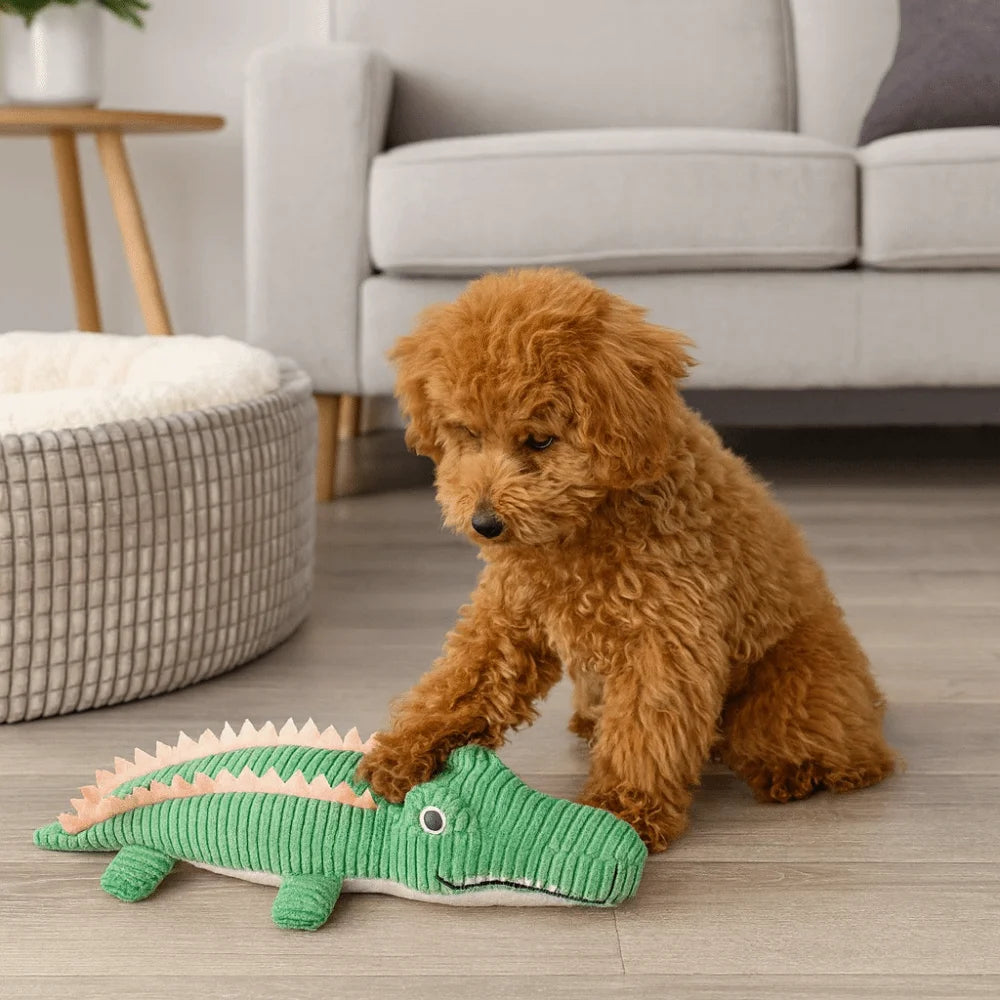 Dog Sound Bite Resistant Dog Chew Cartoon Animal Shape Pet Crocodile Soft Stuffed Pet for Cats and Dogs