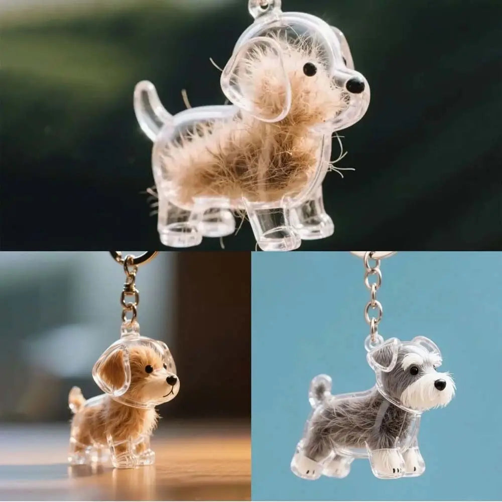 Dog Shape Dog Hair Storage Box Transparent DIY Handmade Pet Hair Keychain Keyring Hair Grooming Puppy Pendants Pet lovers