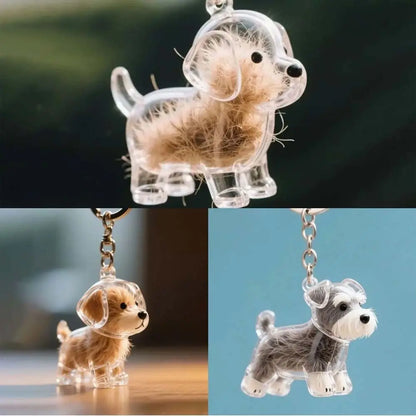Dog Shape Dog Hair Storage Box Transparent DIY Handmade Pet Hair Keychain Keyring Hair Grooming Puppy Pendants Pet lovers