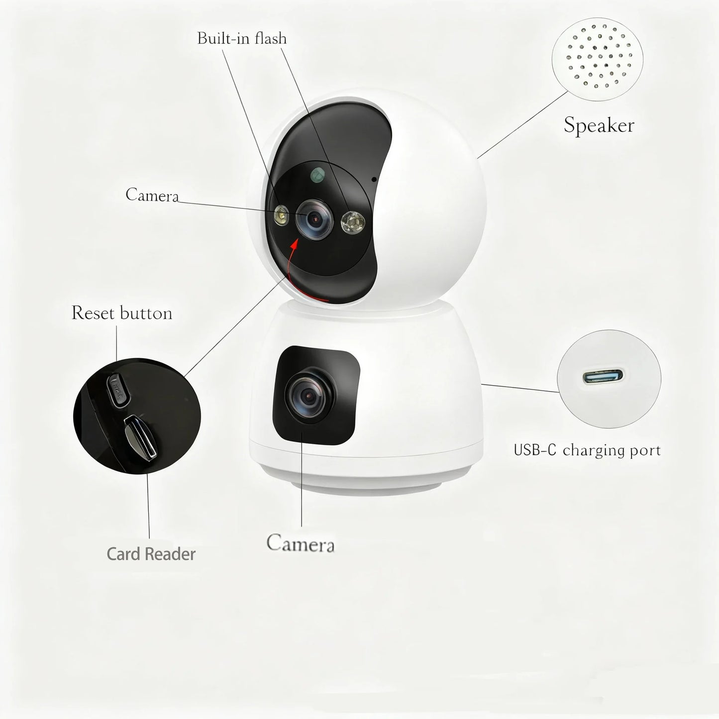 Home Pet & Baby Monitoring Camera 1080P HD - Dual Storage Cloud/SD Card M606