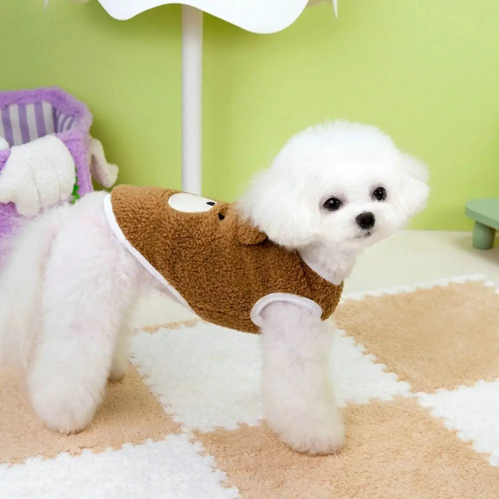 Dog Apparel Bear Pattern Winter Puppy Clothes Warm Sleeveless Dog Vest Thickened Comfortable Pet Winter Coat Cold Weather
