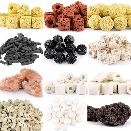 Aquarium Fish Tank Filter Media, Ceramic Rings, Activated Carbon Bio Balls, Clear Water with Free Filter Net Bag, 12 in 1