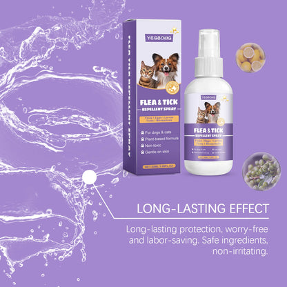 YEGBONG 50ml Flea Tick Prevention Spray for Dogs and Cats Fast Acting Waterproof Outdoor Protection with Natural Essential Oils
