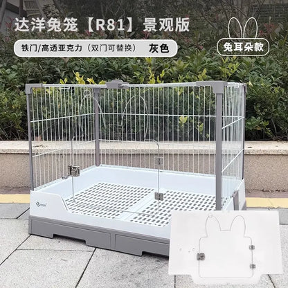 Rabbit Cage with Double Drawers, Urine-Proof, Extra-Large Acrylic Landscape Cage for Home Use