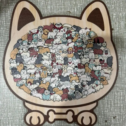 Animal Shape Dog Shaped Puzzle Early Education Thinking Training Puppies Wooden Puzzle Fun And Difficult Jigsaw