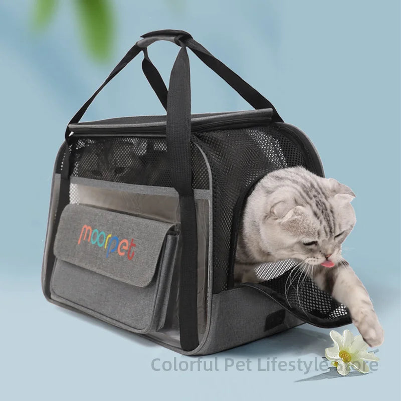 Dog Carrier Bag Breathable Large Capacity Mesh Cat Carrier Bag Pet Outing Portable Cat Puppy Handbag Crossbody Small Pet Slings