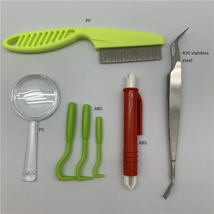 Tick Removal Tool Kit for Dogs Fleas Parasites Cleaning Tweezers Pet Grooming Accessories Hygiene Care fly trap garden moth