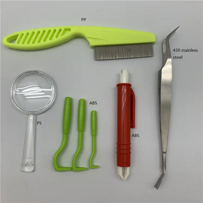 Tick Removal Tool Kit for Dogs Fleas Parasites Cleaning Tweezers Pet Grooming Accessories Hygiene Care fly trap garden moth