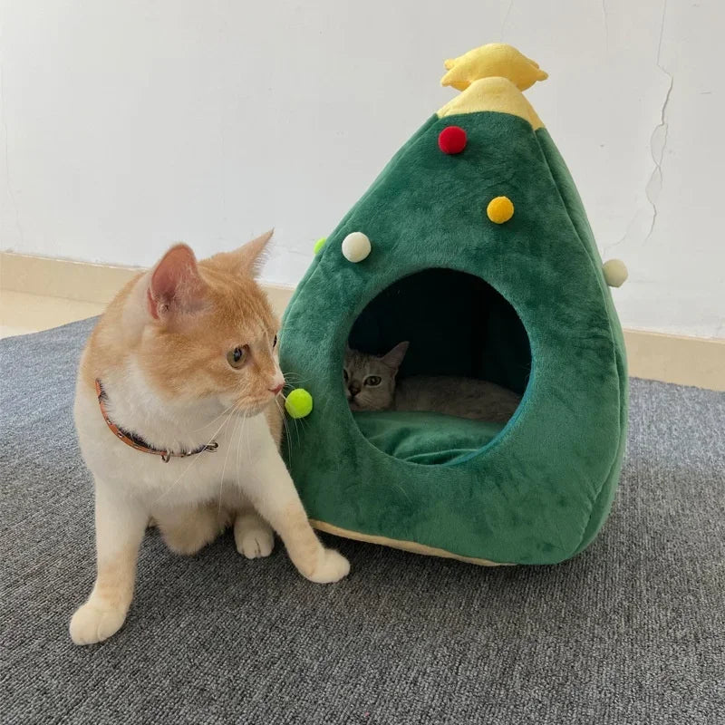 House Pet Supplies Pet Beds Christmas Tree Cat Litter Kennel Winter Warm Pet Litter Winter Cat
