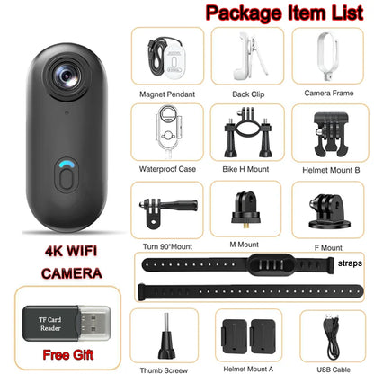 4K HD Mini WiFi Camera 1080P Outdoor Pet Collar APP Portable Sports Vlogging Bodycam Magnetic Video Recorder Microphone POV Cam