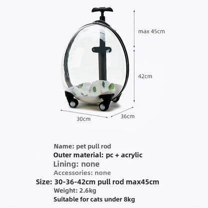 Pet Transparent Trolley Case Cat Dog Travel Convenient Portable Large Capacity Cart Ventilate Pet Carriers Supplies Accessories