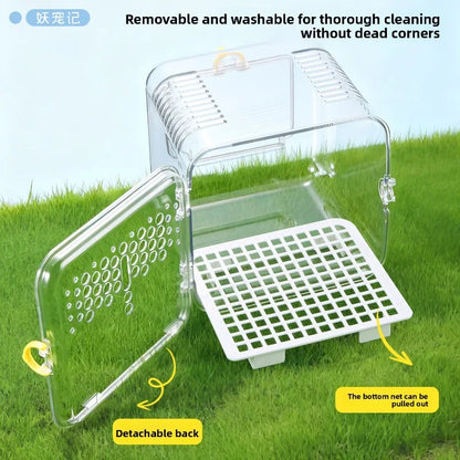 Portable Ventilated Transparent Outdoor Travel Bird Carrier Cage Small Parrots Budgie Cockatiel Lovebird Parakeet Transport Case