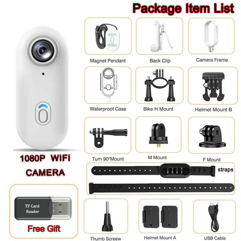 4K HD Mini WiFi Camera 1080P Outdoor Pet Collar APP Portable Sports Vlogging Bodycam Magnetic Video Recorder Microphone POV Cam