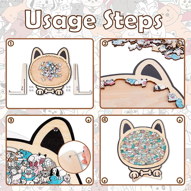 New DIY Dog Puzzle Fun Wooden Educational Toys Dog Animal Decompression Handmade Assembled Toy Gift For Children and Adults