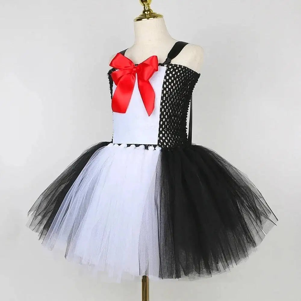 Cat in Hat Halloween Costumes for Girls Funny White Black Magic Cat Tutu Dresses for Kids Animal Fancy Outfits Birthday Clothes