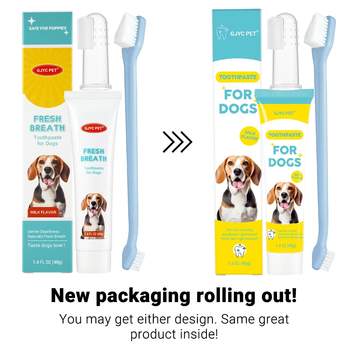 Pet Dental Care Kit - Milk Flavor Free Toothbrush Deep Cleaning Freshens Breath Reduces Plaque Tartar for Cats Dogs