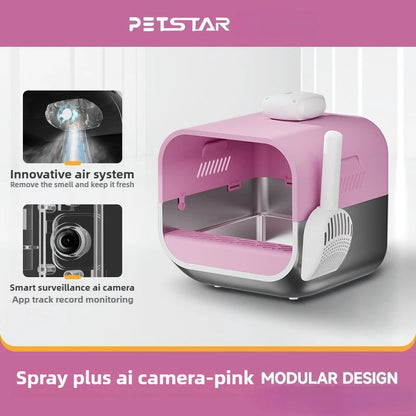 Stainless Steel Litter Box Scratch-resistant and Wear-resistant Cat Litter Tray 63L Large Cats Toilet Sandbox Cat Accessories