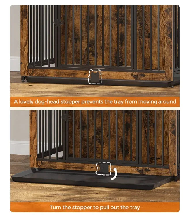 Customized Dog Crate Furniture Wooden Dog Crate Table Furniture Style Indoor Pet Crate With Double Doors