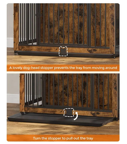 Customized Dog Crate Furniture Wooden Dog Crate Table Furniture Style Indoor Pet Crate With Double Doors