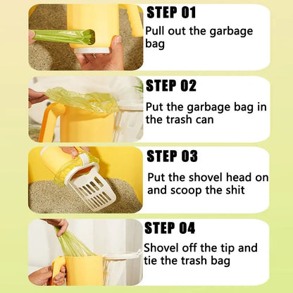 Portable Pet Cleaning Kit Removable with Garbage Bag Pet Litter Shovel Self-cleaning Garbage Picker Pet Feces Cleaner