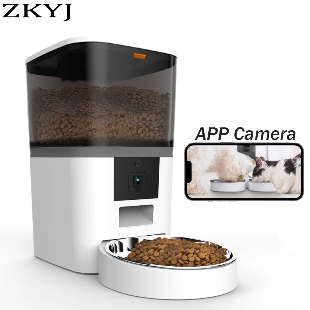 4L Smart 5v USB Automatic Cat Feeder With Camera Video Cat Dry Food Dispenser Pet Smart Voice Recorder Auto Feeder With Stainles