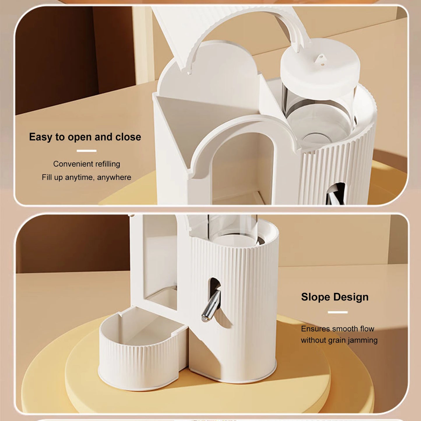 2-in-1 Automatic Food Bowl with Water Bottle Hamster Feeder And Waterer Small Animal Feeder for Hamster Guinea Pig Rat Cage Home