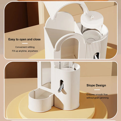 2-in-1 Automatic Food Bowl with Water Bottle Hamster Feeder And Waterer Small Animal Feeder for Hamster Guinea Pig Rat Cage Home