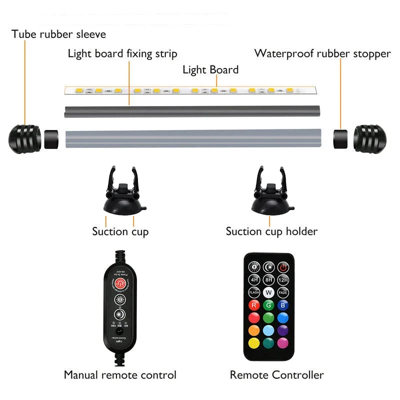 Aquarium 21 LED Light Remote Control Diving Lamp Plant Grow Lighting Underwater Fish Tank Light RGB Led Aquarium Accessories EU