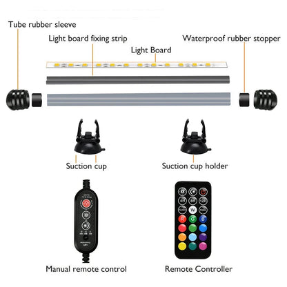 Aquarium 21 LED Light Remote Control Diving Lamp Plant Grow Lighting Underwater Fish Tank Light RGB Led Aquarium Accessories EU