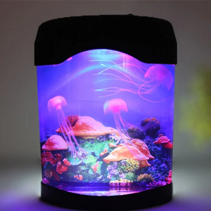 Artificial Aquarism Nightlight With 3 Seajelly LED Light Multi Functional Fish Tank Table Decoration 7 Color Changing Lighting