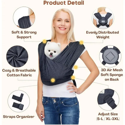 Dog Carrier for Small Dogs Front Facing Dog Carrier Sling Hands Free Cat Sling Size Adjustable Soft Cotton