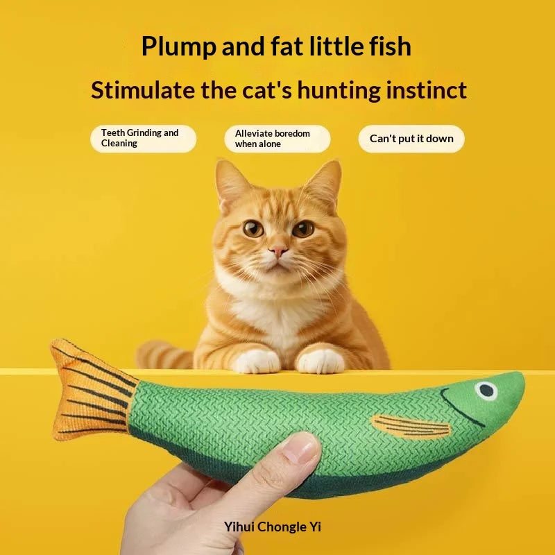 Cat Toys for Bored Cats Interactive Plush Fish with Printing Teething and Durable Chew Toys for Kittens Pet Supplies Wholesale