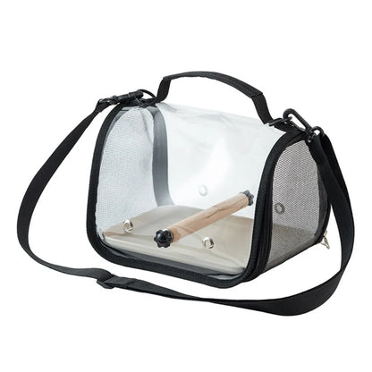 Portable Bird Carrier Bag Folding Wooden Stand Travel Bird Cage Large Capacity Clear Window Bird Transport Cage Pet Supplies