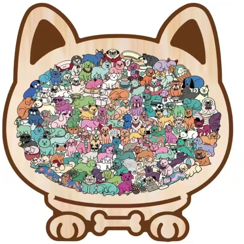 Animal Shape Dog Shaped Puzzle Thinking Training Fun And Difficult Puppies Wooden Puzzle Home Decor Early Education
