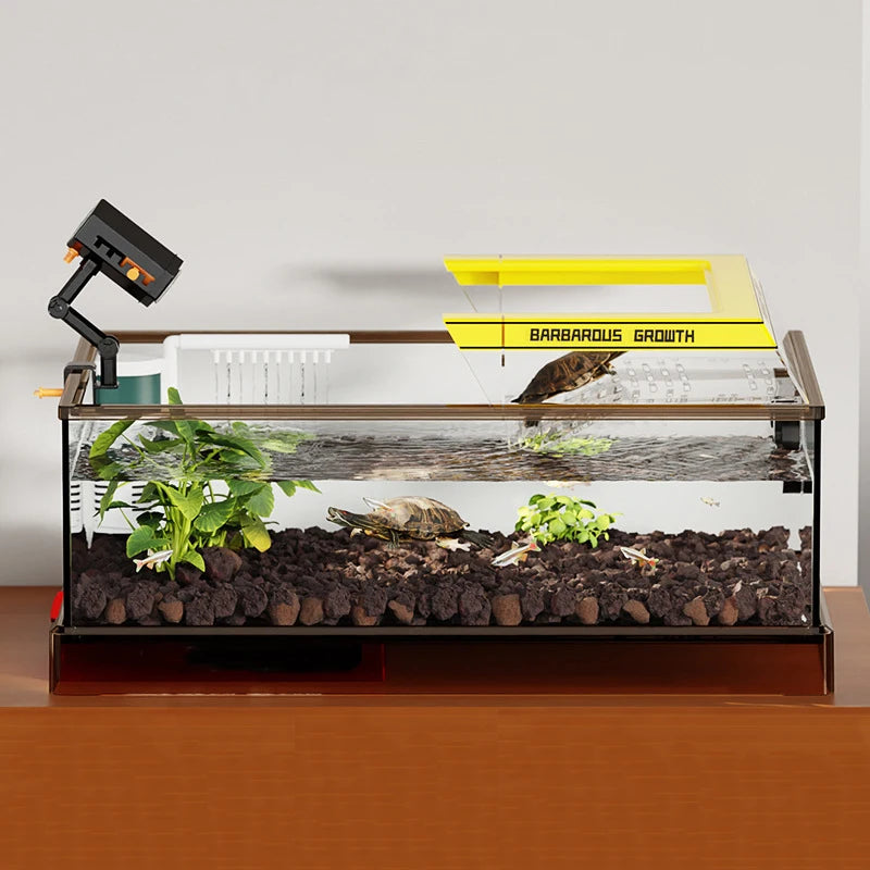 Aquarium Terrariums Large Ecological Tank Desktop Decoration Turtle Fish Tank Household Transparent Glass Reptile Breeding Case
