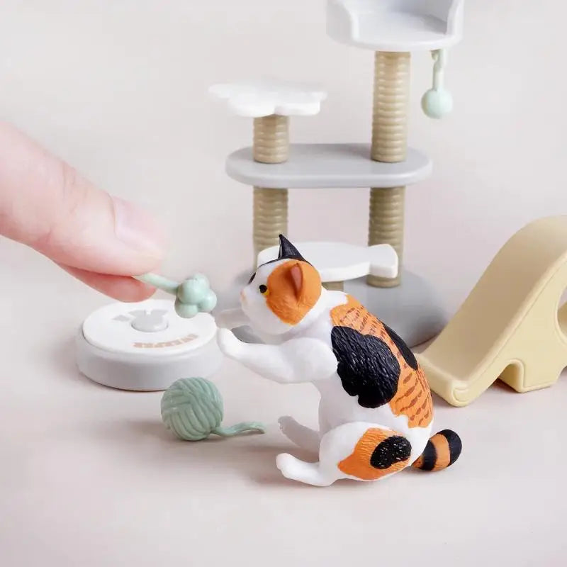 1 Set Micro Landscape Dollhouse Cat Trees Scratcher Set Miniature Cat Ornament Decorative Accessories Toy For Pet Lovers