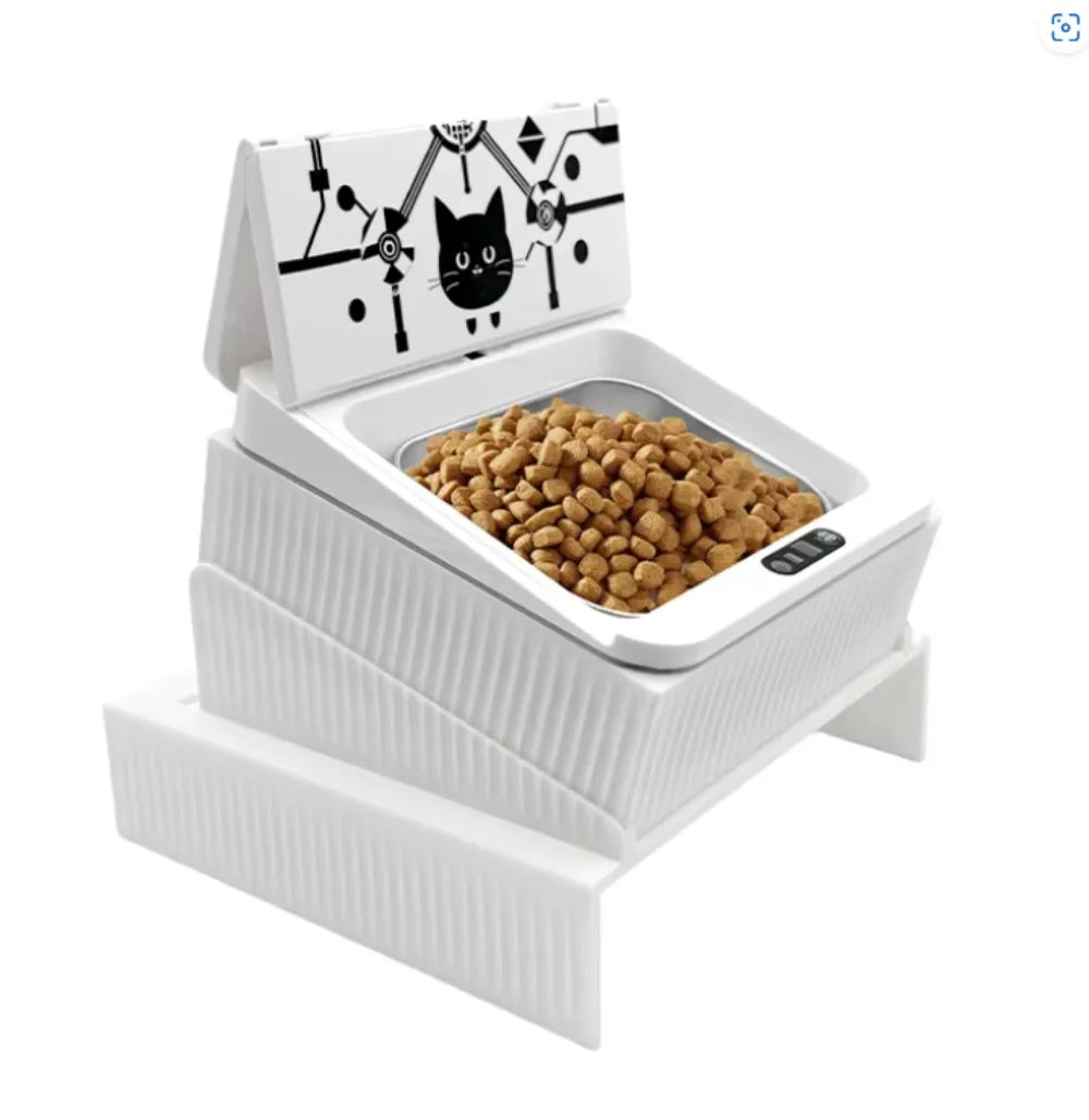 Smart Automatic Pet Feeder With  Sensor, Elevated Base, and 650ml Capacity for Wet & Dry Food