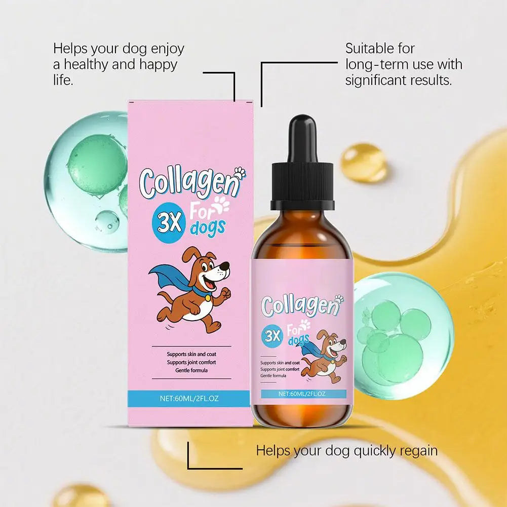 60ml Dog Pet Collagen Based Staple Food Combined With Nutritional Supplement Drops Gentle Formula For Hair And Skin Care