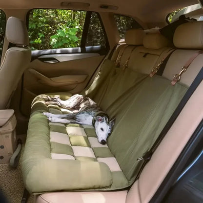 Large Dog Car Seat Bed with Chess Board Design Universal Fit for Most Cars Winter Pet Travel Bed Travel Safety Cushion