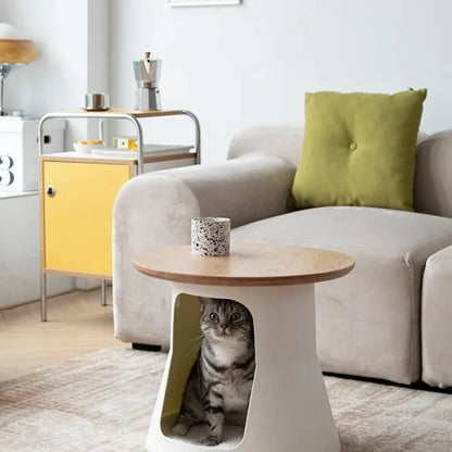 Solid Wood Minimalist Cat Side Table Multi-Functional Coffee Table Pet Bed for Living Room Home Use Cat Furniture