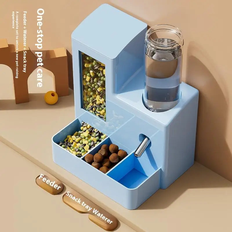 2-in-1 Automatic Hamster Automatic Feeder Water Dispenser Multi-functional Small Pets Drinking And Feeding Food Container