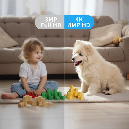 PEGATAH 8MP Home Security Camera Indoor, WiFi Pet Camera & Baby Monitor with Human Tracking, IR Night Vision, O-Kam Pro App