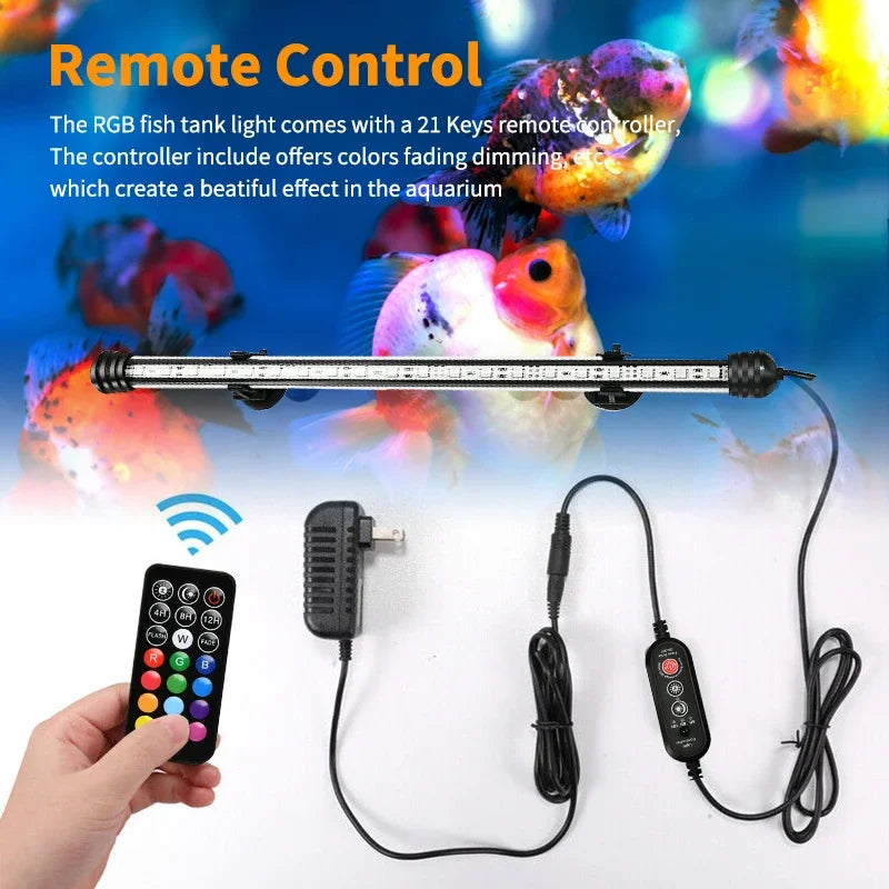 Aquarium 21 LED Light Remote Control Diving Lamp Plant Grow Lighting Underwater Fish Tank Light RGB Led Aquarium Accessories EU